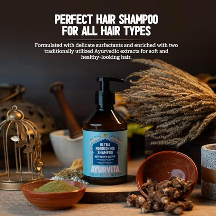 AyurVita Nourishing Shampoo for Women Men Neem Reetha Natural Ayurvedic Hair Care Anti Dandruff Gentle Daily Growth Form