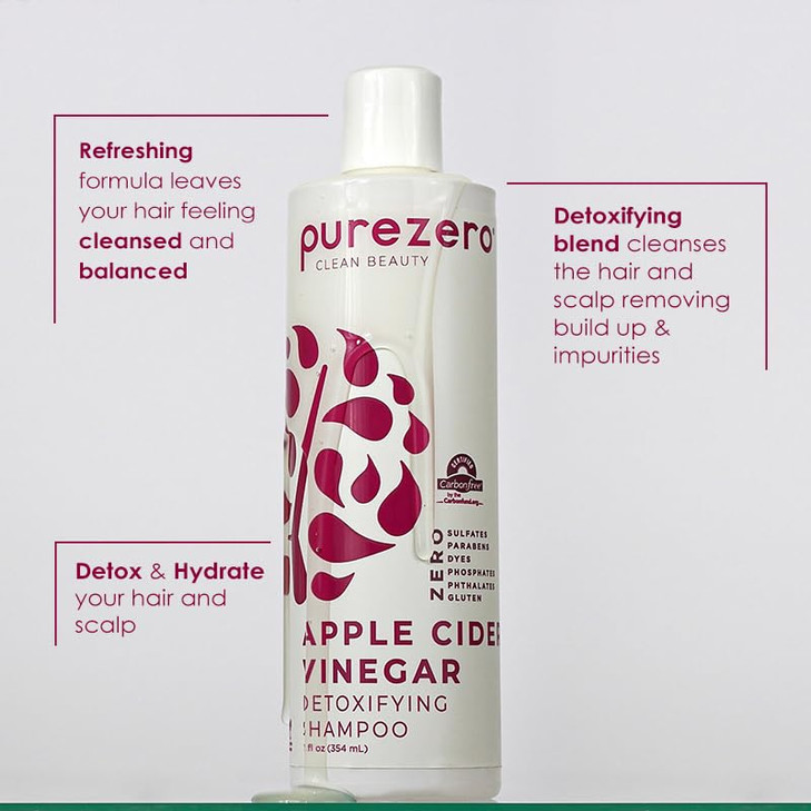 Purezero Apple Cider Vinegar Shampoo Conditioner Set Detox Scalp Hair pH balanced Increase Hydration Zero Sulfates Parab