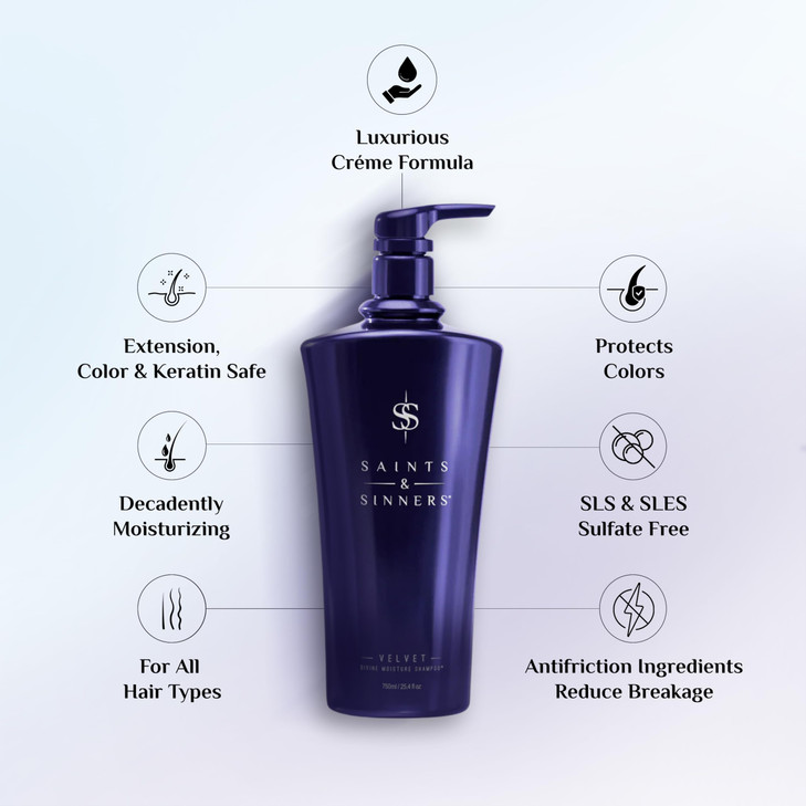 Saints Sinners AwardWinning Velvet Divine Moisture Shampoo for Dry Damaged Colored Treated Hair Repair Replenish Renew A