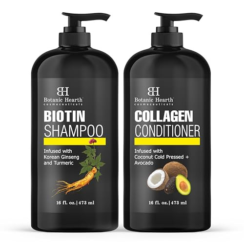 Botanic Hearth Biotin Shampoo and Conditioner with Collagen Fights Hair Loss with Korean Ginseng Turmeric Conditioner Pr