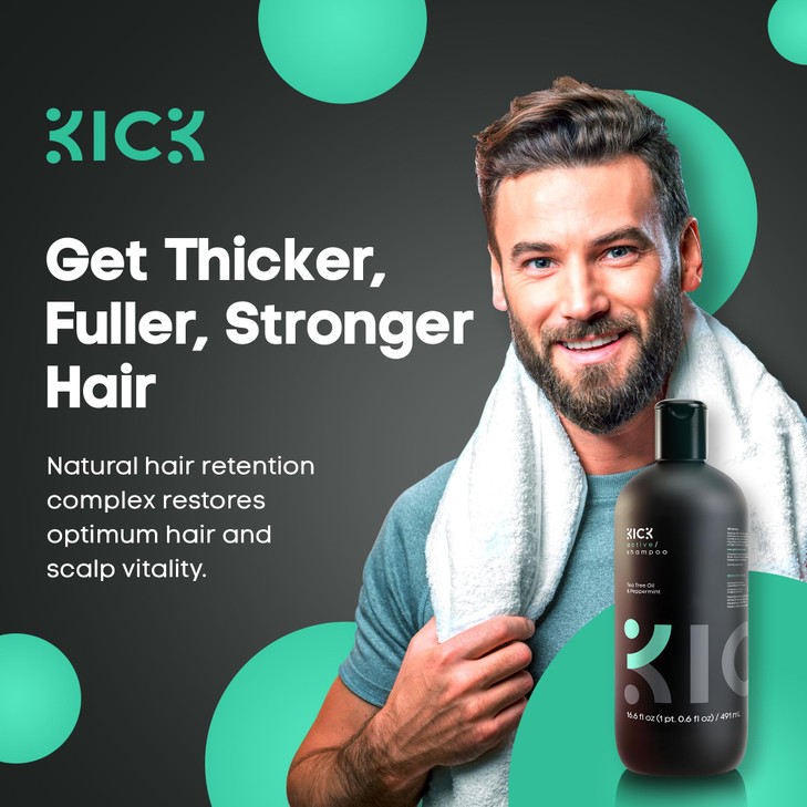 Kick Mens Shampoo Peppermint Tea Tree for Oil Control SulfateFree Refreshing Formula AntiDandruff and Scalp Soothing Sha