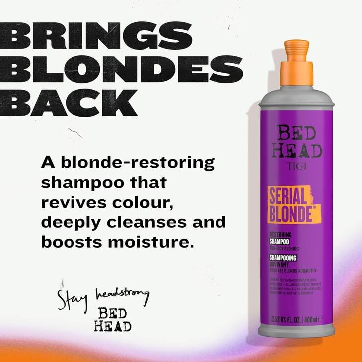 TIGI Bed Head Serial Blonde Restoring Shampoo for Damaged Blonde Hair Hydrolyzed Keratin 2029 fl oz