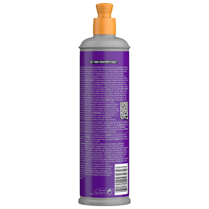 Bed Head by TIGI Serial Blonde Purple Toning Shampoo for Cool Blondes Neutralizes Brass Tones SulfateFree 1353 fl oz