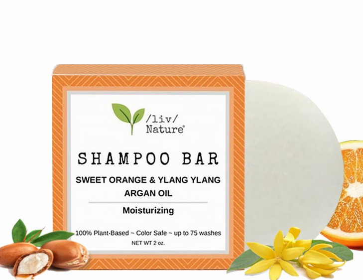 liv Nature Bar Shampoo Clean Non Toxic Shampoos Moisture Volume Argan Oil and Sweet Orange Ylang Ylang Essential Oils Tr