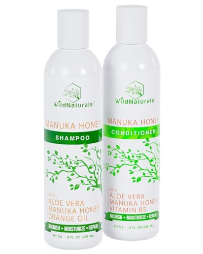 Manuka Honey Shampoo and Conditioner Soothing Moisturizing Formula for Eczema Psoriasis Curly Hair and ColorSafe All Nat
