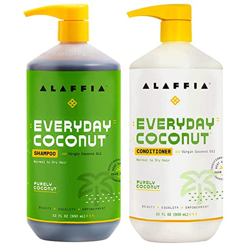 Alaffia EveryDay Coconut Shampoo and Conditioner Normal to Dry Hair Cleansing with Ginger and Coconut Oil Fair Trade 32