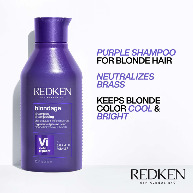Redken Blondage Color Depositing Purple Shampoo For Blonde Bleached or Highlighted Hair Neutralizes Brassy Tones With Sa