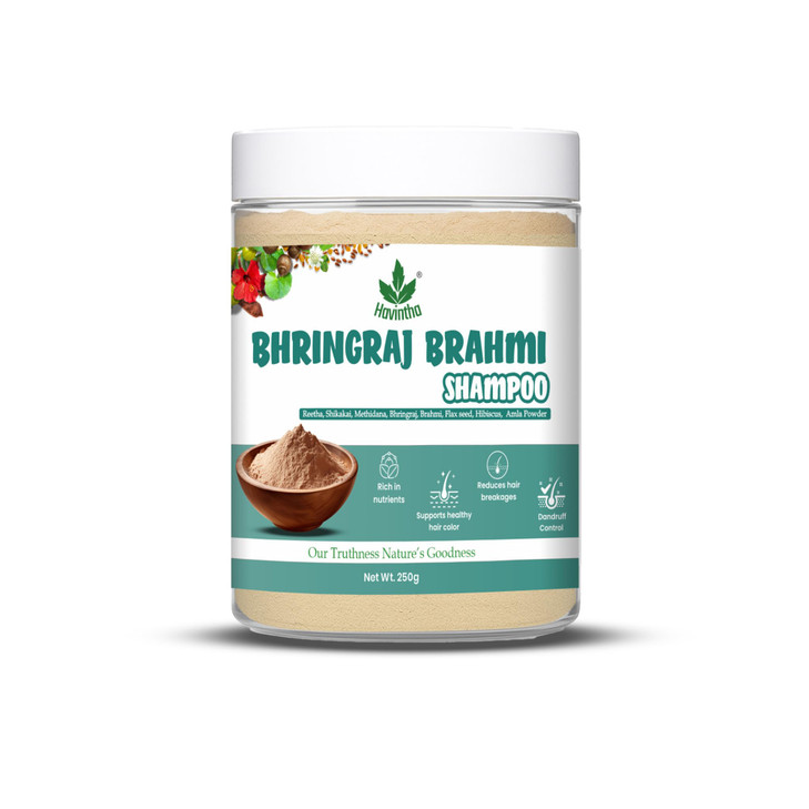 Havintha Natural Shampoo for Hair with Amla Reetha Shikakai Methidana Hibiscus Bhringraj Brahmi and Flax Seed Powder 250