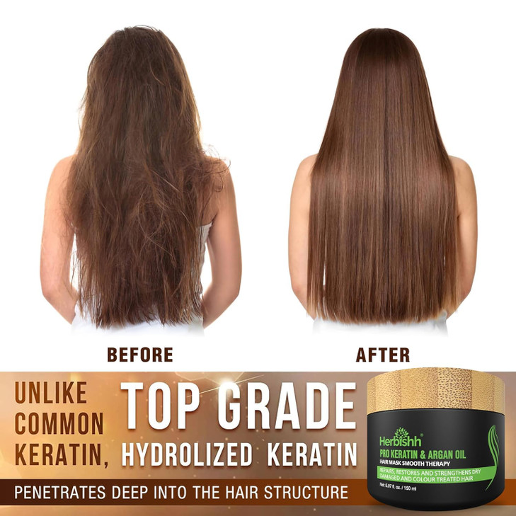 Combo Pack Herbishh Color Shampoo for Gray Hair Argan Intense Hair Mask Longlasting Dye Colors in Minutes Stimulates Dry