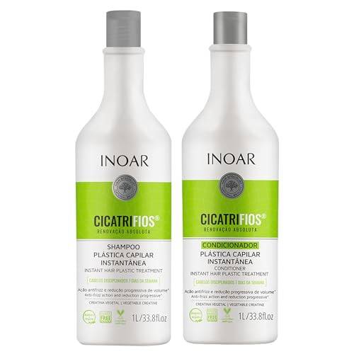 Inoar Cicatrifios Shampoo Conditioner Renewal Haircare Duo with RejuComplex3 Argan Oil 33 Fl Oz Each