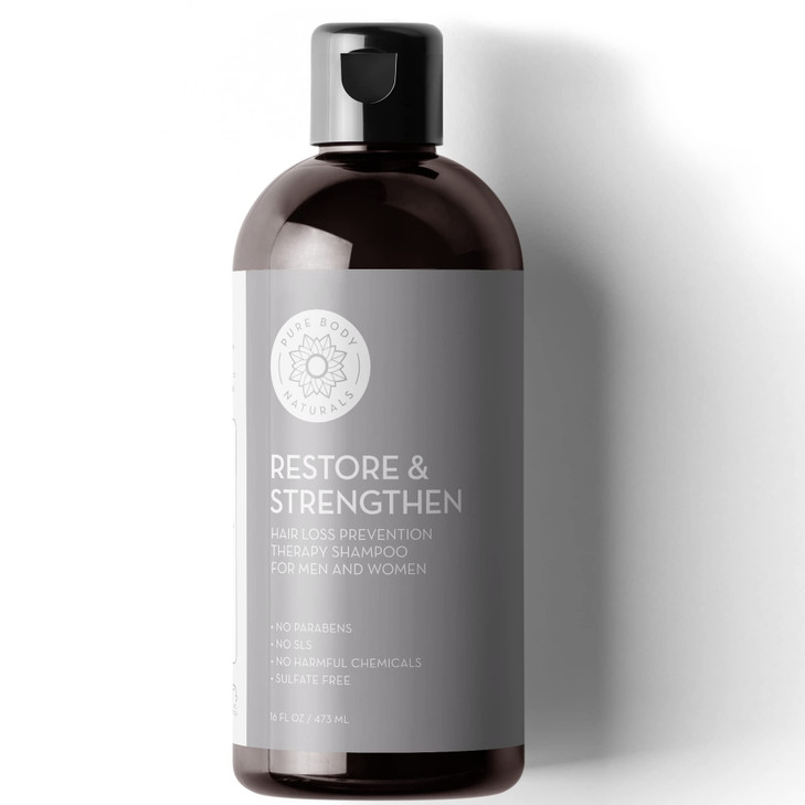 Pure Body Naturals Hair Loss Shampoo to Restore and Strengthen Large 16 Ounce DHT Blocker Shampoo for Thinning Hair for