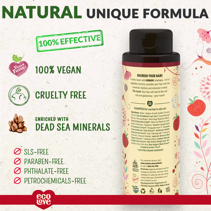 Eco Love Shampoo Tomato Beetroot Red Pepper Extracts 169 Fl Oz