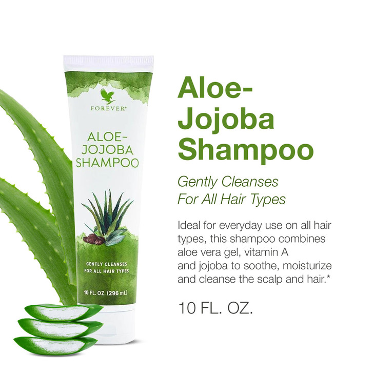 Forever Living AloeJojoba Shampoo For All Hair Types with Aloe Vera Vitamin A and Jojoba Oil Tropical Fruit Fragrance 10