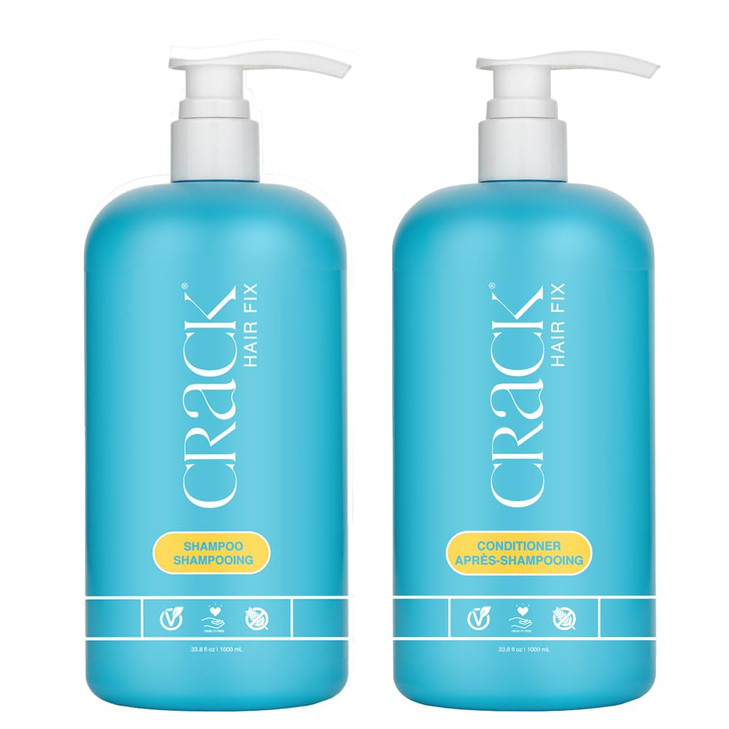 CRACK HAIR FIX Shampoo and Conditioner Set 338 oz Each AntiFrizz Hair Products for Damaged Hair Bond Repair Curl Care Hu