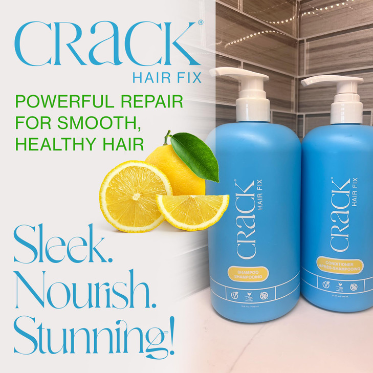 CRACK HAIR FIX Shampoo and Conditioner Set 338 oz Each AntiFrizz Hair Products for Damaged Hair Bond Repair Curl Care Hu
