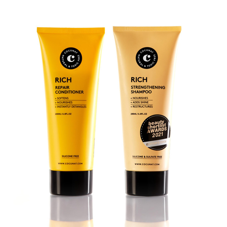 COCUNAT Rich Pack for Dry Hair Natural Shampoo and Conditioner Damaged or Dyed Hair Moisturises Nourishes and Restructur