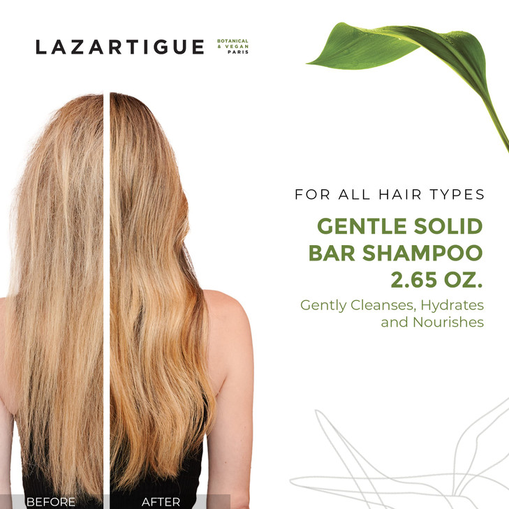 Lazartigue Gentle Solid Bar Shampoo Desert Date Oil Nourishes Cleanses Vegan Sulfate Silicone Free 265 oz