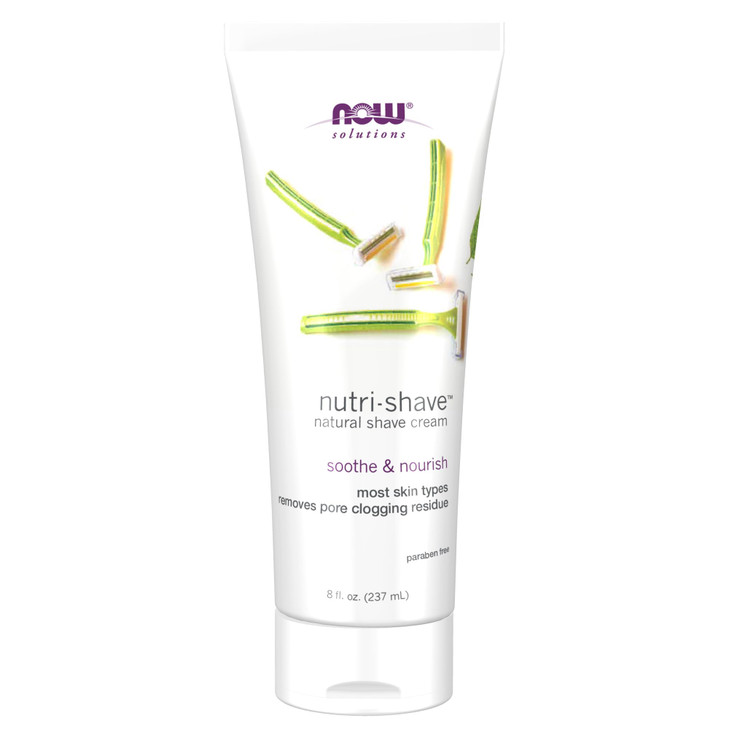 NOW Foods Solutions, Nutri-Shave, Shave Cream, Removes Pore Clogging Residue, Reduces Irritation, 8-Ounce online at globaldelivered