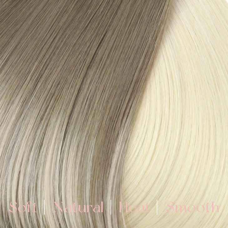 Easyouth 22 Inch Clip in Extensions Real Human Hair Ombre Extensions Clip in Human Hair Light Brown Ombre Platinum Blond