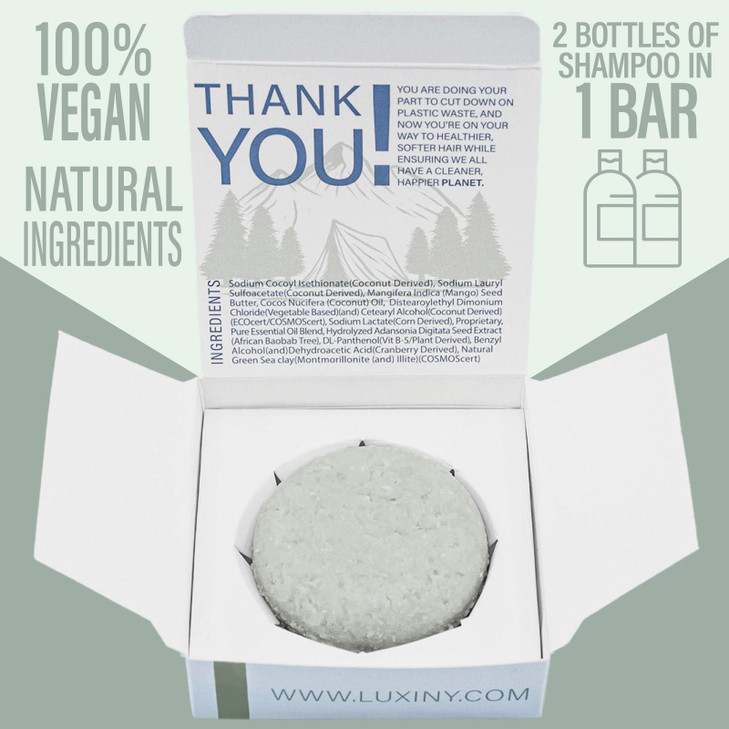 Luxiny Tea Tree Mint Shampoo Bar Vegan SulfateFree Made in the USA Refreshing Tea Tree Mint Oils Up to 60 Washes EcoFrie
