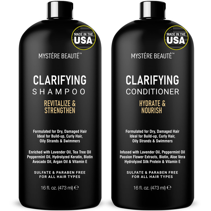 Clarifying Shampoo and Conditioner Set Hydrating Calming Removes Buildup For All Hair Types Clarifying Cleanse for Dirt