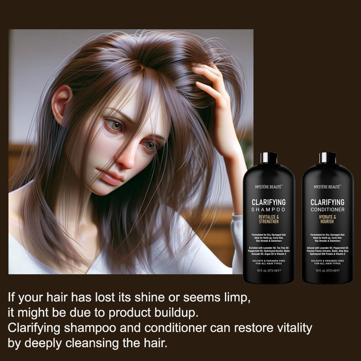Clarifying Shampoo and Conditioner Set Hydrating Calming Removes Buildup For All Hair Types Clarifying Cleanse for Dirt