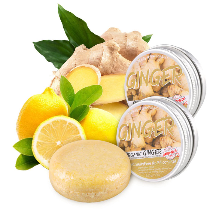 2 Pcs Ginger Hair Growth Shampoo Bars Natural Organic Formula for Promoting Hair Regrowth