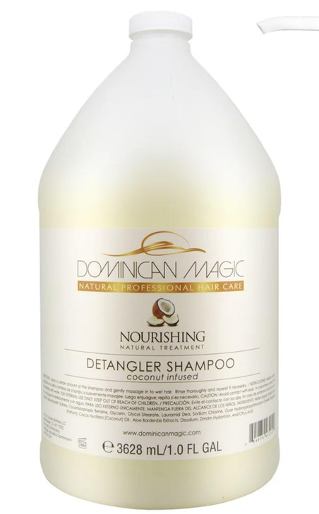 DOMINICAN MAGIC Detangler Shampoo Coconut Infused 1 Gallon Hydrating Smoothing Shampoo for Dry Frizzy Curly Hair Deep No