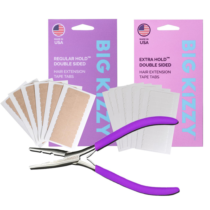 Big Kizzy Hair Extensions Tape Pressing Sealing Tool 72 Tabs Regular Hold 72 Tabs Extra Hold 4cm x 8cm Hair Extension Ta