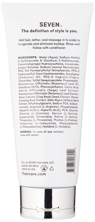 SEVEN Hair Care Cubica Clarifying Shampoo for Women Men Detox and Minimize Dry Scalp Buildup with Rosemary Eucalyptus Ro