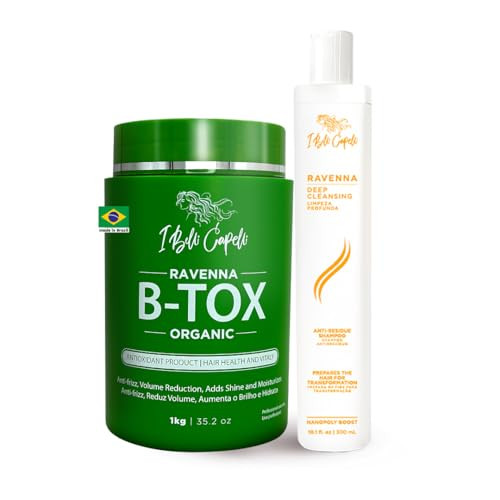 I Belli Capelli Ravenna Organic Btox Hair Treatment Kit 1kg3502 oz Hair Btox 300ml101 floz AntiResidue Shampoo