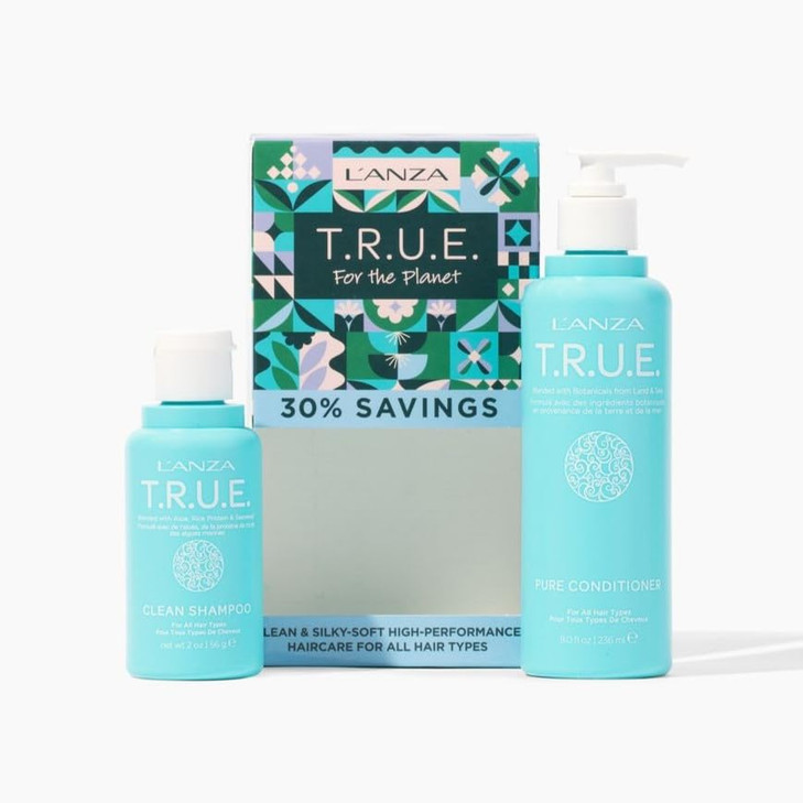 LANZA TRUE Duo Hair Kit Clean Shampoo Pure Conditioner Anti Frizz Fragrance Paraben Free Vegan Cruelty Free Shampoo and