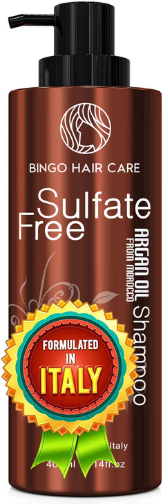 BINGO HAIR CARE Moroccan Argan Oil Shampoo Sulfate Free Anti Frizz Hydrating Thickening Care for Women and Men Deep Mois