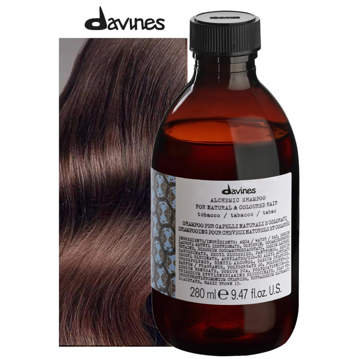 Davines Alchemic Shampoo Tobacco Color Enhancing Cleanser for Light Brown Medium Brunette Hair Intensifies Natural or Co