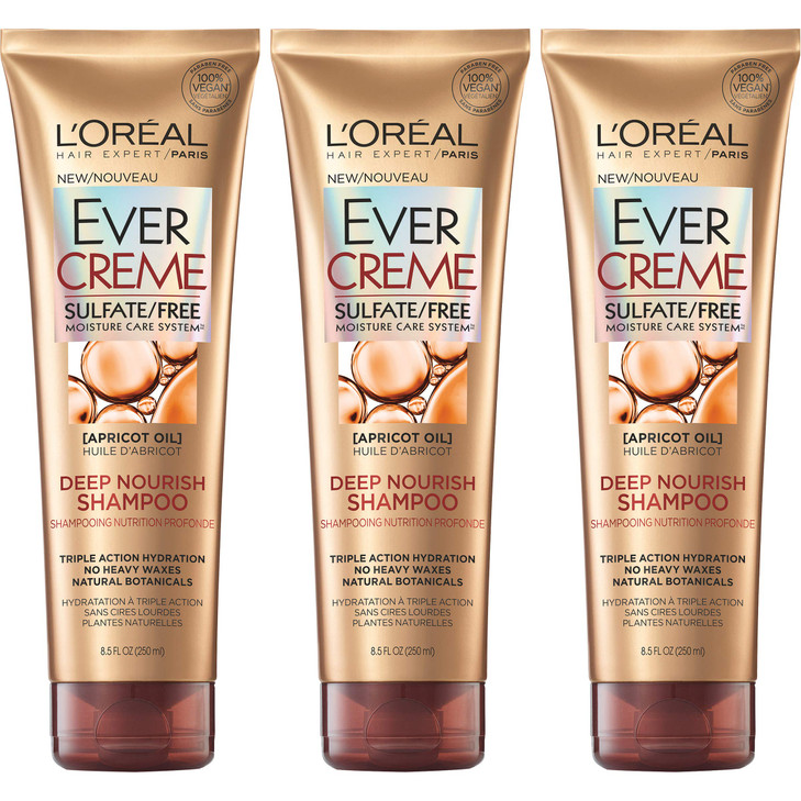 LOral Paris Hair Care Evercreme Sulfate Free Deep Nourish Shampoo 3 Count