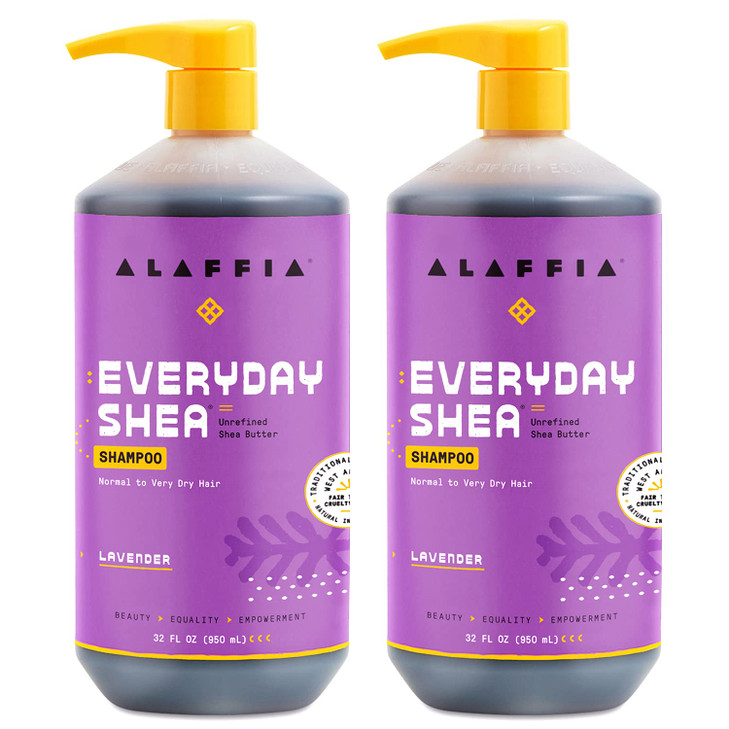 Alaffia Shampoo Lavender 2Pack EveryDay Shea SulfateFree Shampoo with MoistureRich Shea Butter and Coconut Oil 32 Oz Ea