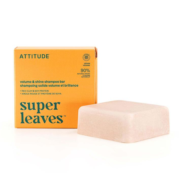 ATTITUDE Volume Shine Shampoo Bar Natural Origin for Thin and Flat Hair Soy Protein Red Clay EWG Verified Clean Ingredie