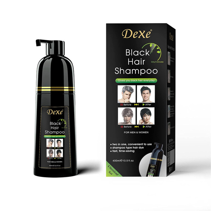 Dexe Hair Dye Shampoo 141 Fl Oz Gray Hair Coverage Black Hair Dye Hair Color Shampoo Black Hair Shampoo for Men Women