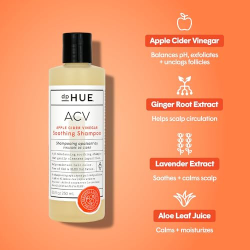 dpHUE ACV Soothing Shampoo 85 oz Sulfate Free Dry Scalp Shampoo For Color Treated Hair With Apple Cider Vinegar Ginger R