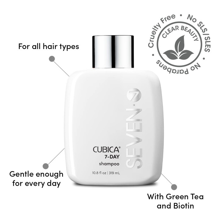 SEVEN Haircare Cubica 7DAY Shampoo for Women Men All Hair Types Add Shine and Moisture to Hair Sulfate Paraben Free Crue