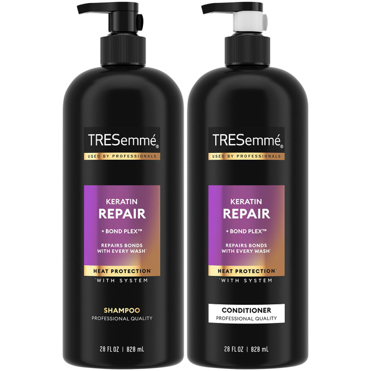 TRESemm Shampoo and Conditioner Keratin Repair Bond Repair Hair Treatment Frizz Control 28 Oz Ea