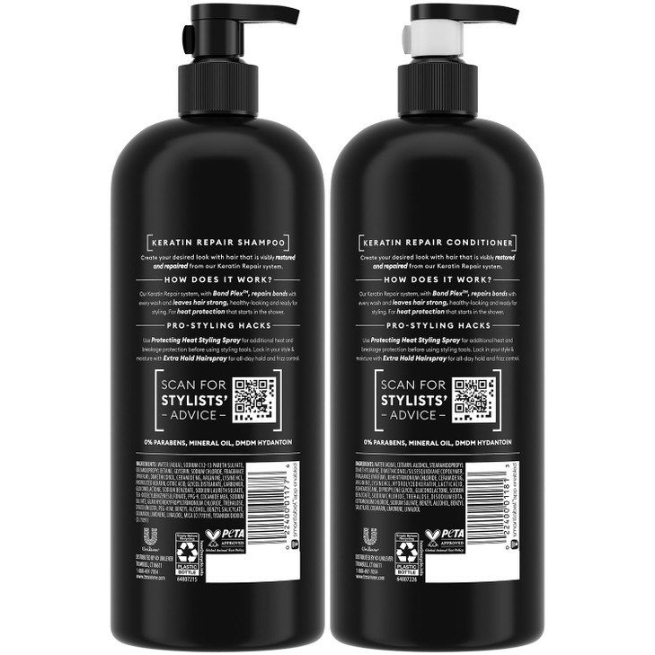 TRESemm Shampoo and Conditioner Keratin Repair Bond Repair Hair Treatment Frizz Control 28 Oz Ea