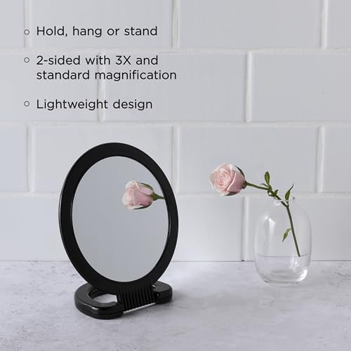 Diane Hand Mirror  Double-Sided 1X and 3X Magnification, Lightweight Portable Handheld Mirror with Handle, Ideal for Makeup, Shaving, & Everyday Bea online at globaldelivered
