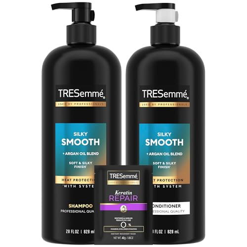 TRESemm Shampoo and Conditioner Set Silky Smooth Keratin Repair Hair Mask AntiFrizz Hair Products with Argan Oleo Blend