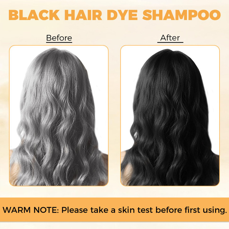 YOURTONE Black Hair Dye Shampoo 3 in 1 for Gray Hair Coverage Hair Color Shampoo for Women Men Herbal Ingredients Champu
