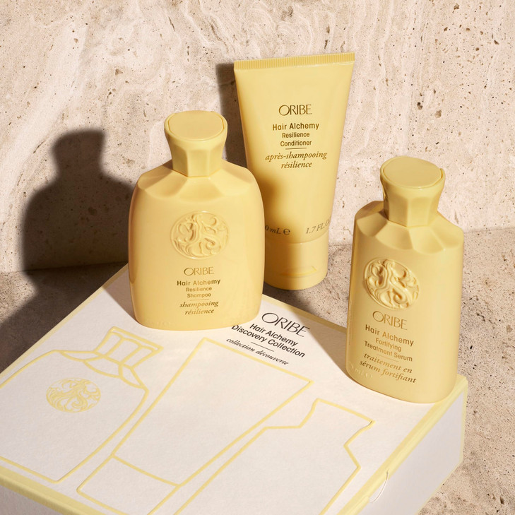 Oribe Hair Alchemy Discovery Set TravelSize Haircare Set with Hair Alchemy Shampoo Conditioner and Fortifying Treatment