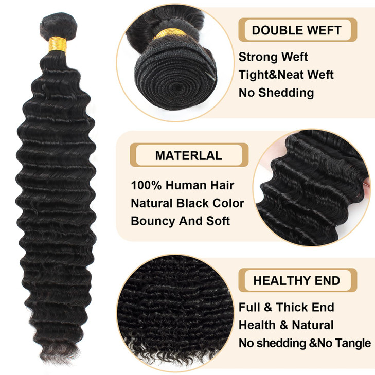 12A Deep Wave Bundles Human Hair 18 Inch Full And Thick Single Bundles 100 Unprocessed Brazilian Virgin Hair Bundles Sof