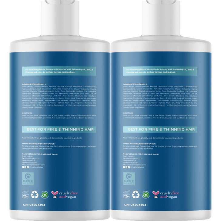 Rosemary and Biotin Shampoo for Thinning Hair Vegan Volumizing Shampoo for Fine Hair with B Vitamins Argan Oil Tea Tree