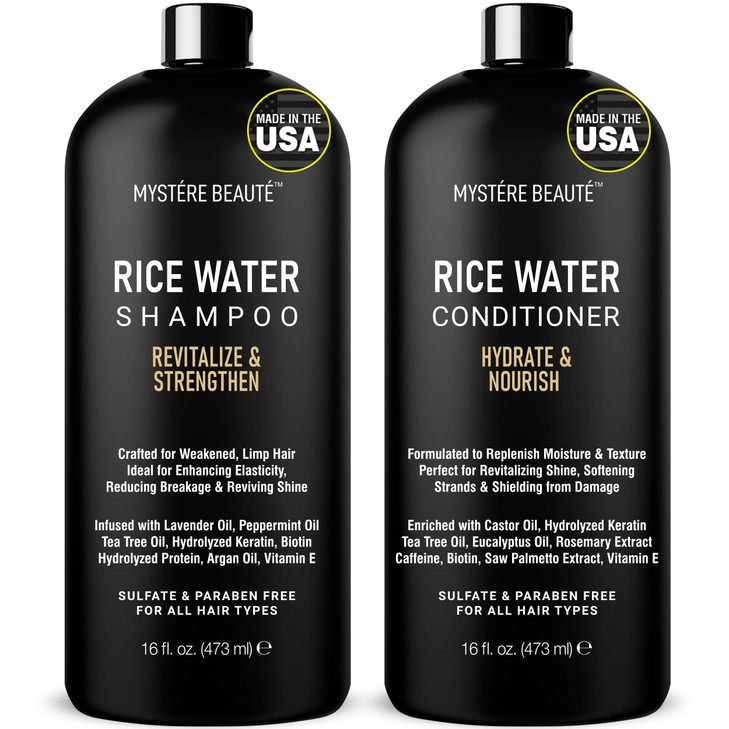 MYSTRE BEAUT Rice Water Shampoo and Conditioner Set UltraNourishing Hair Care Set Promotes Growth Revitalizes Shine and