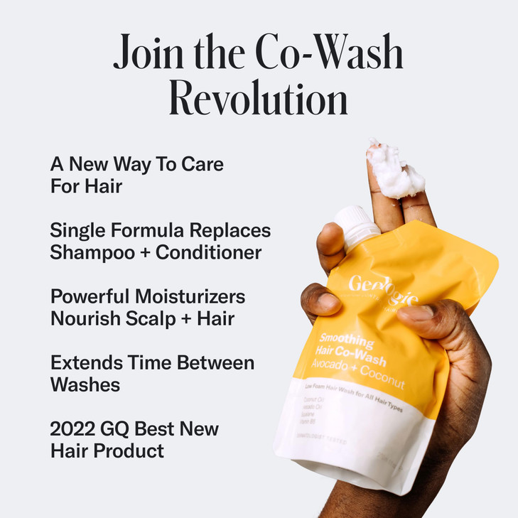 Geologie Smoothing Hair CoWash 4in1 Hair Cleanser Conditioner Mask Serum Avocado Oil Coconut Oil Squalane Vitamin B5 For